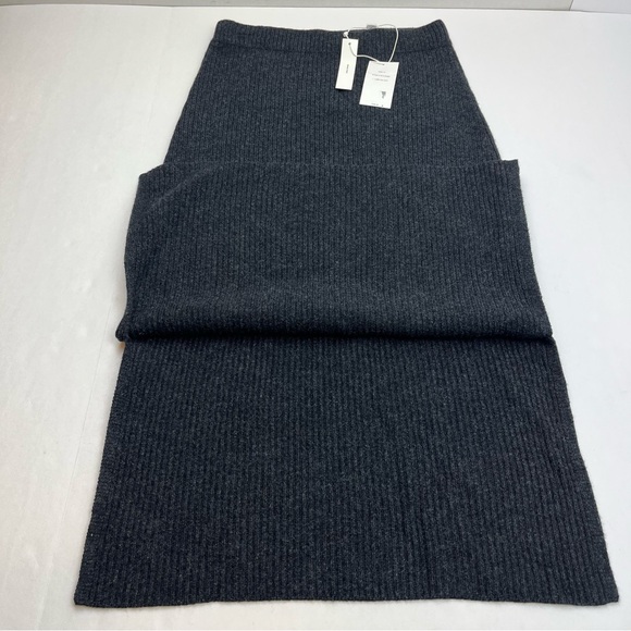 Vince Ribbed Wool Cashmere Blend Charcoal Grey Gray Knit Midi Skirt Size XS NEW - Picture 11 of 12